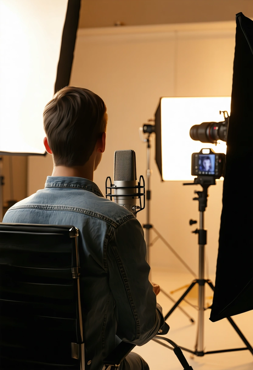 Interview-Studio — Licht und Mikrofon für Live-Gespräche
